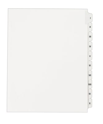 Avery Legal Pre-Printed Paper Divider Collated Set, I-X Tabs, White, Allstate Style, Letter Size (82