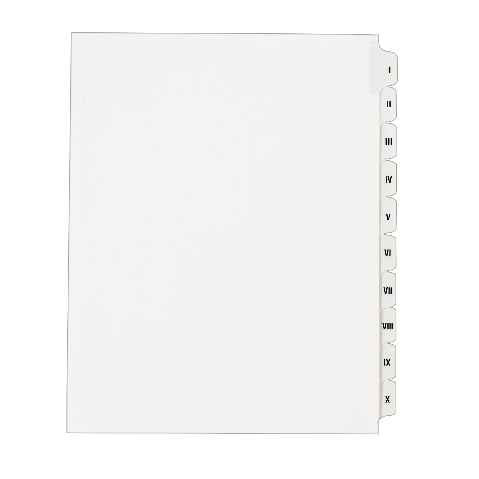 Avery Legal Pre-Printed Paper Divider Collated Set, I-X Tabs, White, Allstate Style, Letter Size (82319)
