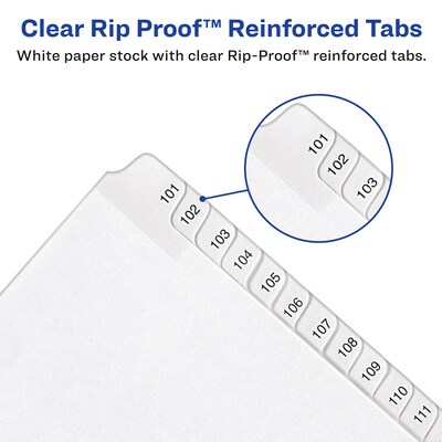 Avery Legal Pre-Printed Paper Divider Collated Set, I-X Tabs, White, Allstate Style, Letter Size (82319)