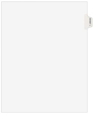 Avery Style Legal Dividers, Tab Exhibit L, 8.5 x 11, White, 25/Pack (01382)