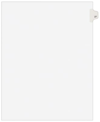 Avery Legal Pre-Printed Paper Dividers, Side Tab #27, White, Avery Style, Letter Size, 25/Pack (0102