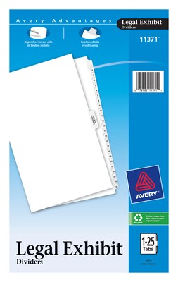 Avery Premium Collated Legal Paper Dividers, 1-25 & Table of Content Tabs, White, Avery Style, Legal