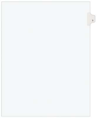 Avery Legal Pre-Printed Paper Dividers, Side Tab #3, White, Avery Style, Letter Size, 25/Pack (11913