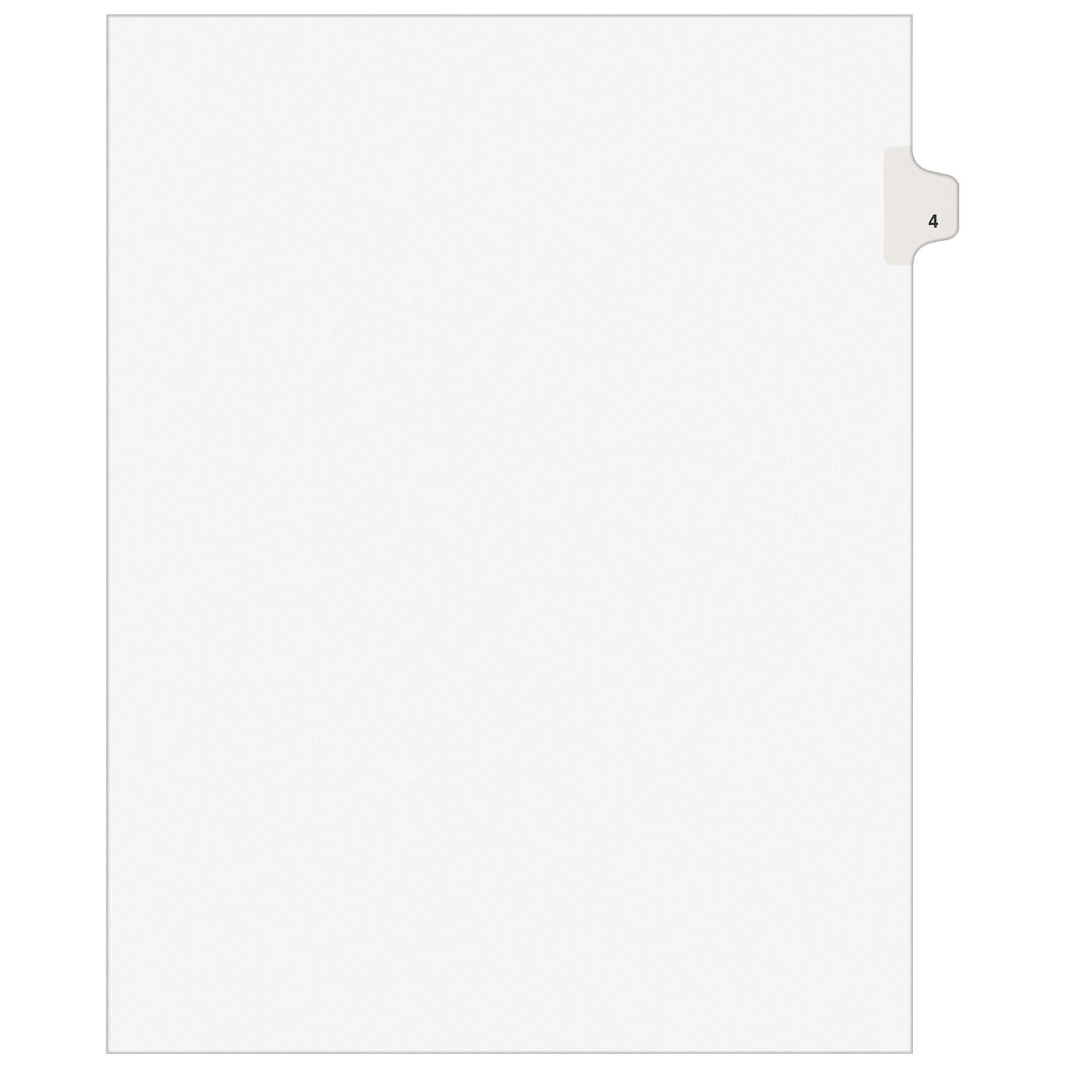 Avery Legal Pre-Printed Paper Dividers, Side Tab #4, White, Avery Style, Letter Size, 25/Pack (11914)