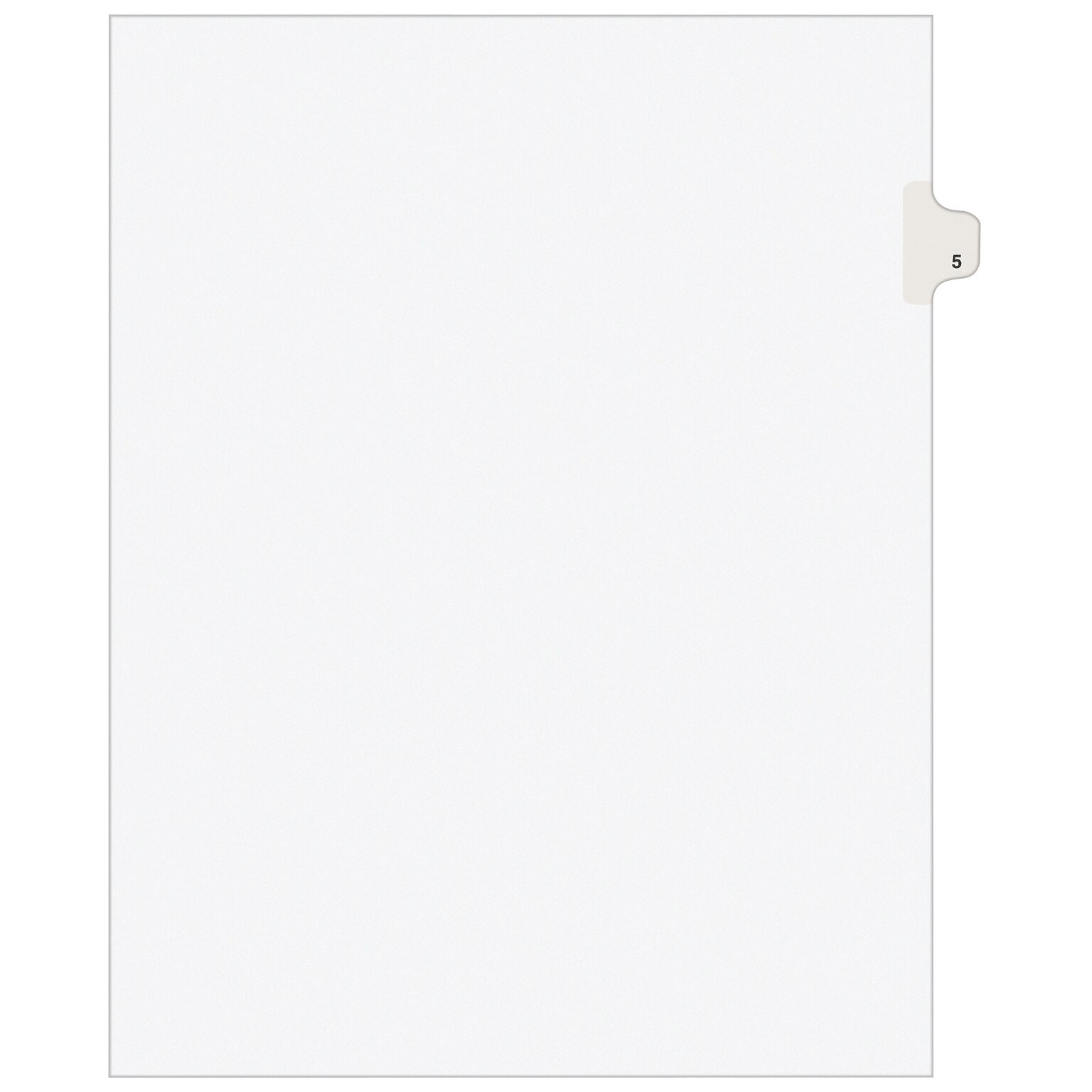 Avery Legal Pre-Printed Paper Dividers, Side Tab #5, White, Avery Style, Letter Size, 25/Pack (11915)