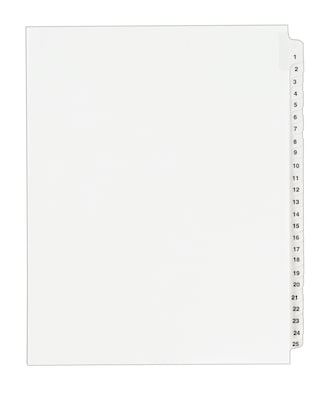 Avery Legal Pre-Printed Paper Divider Collated Set, 1-25 Tabs, White, Avery Style, Letter Size (0133