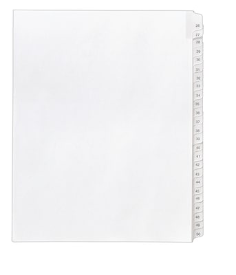 Avery Allstate Numbers 26 - 50 Paper Dividers, 25-Tab, White (01702)