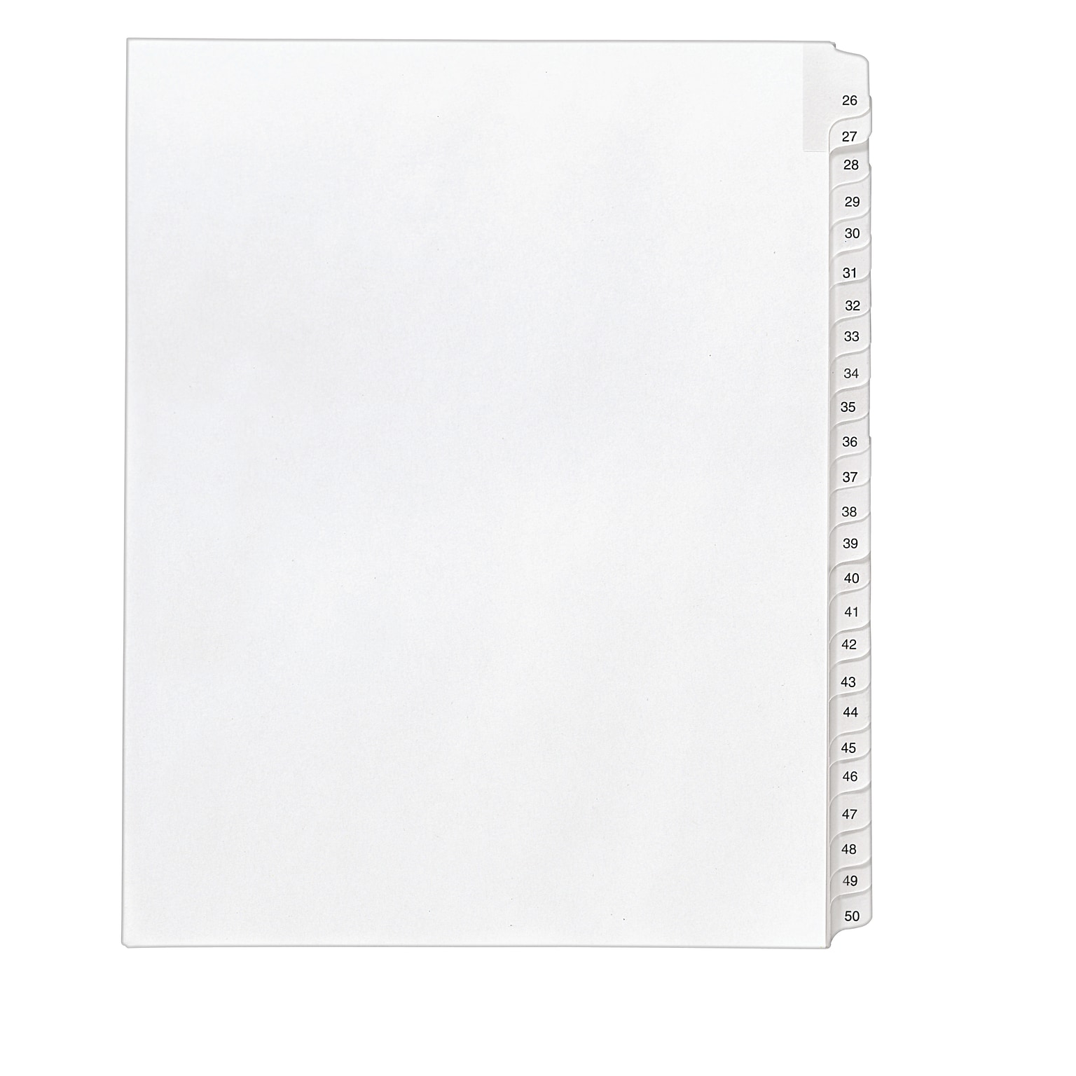 Avery Allstate Numbers 26 - 50 Paper Dividers, 25-Tab, White (01702)