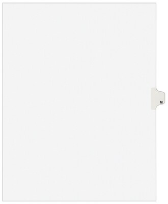 Avery Legal Pre-Printed Paper Dividers, Side Tab M, White, Avery Style, Letter Size, 25/Pack (01413)