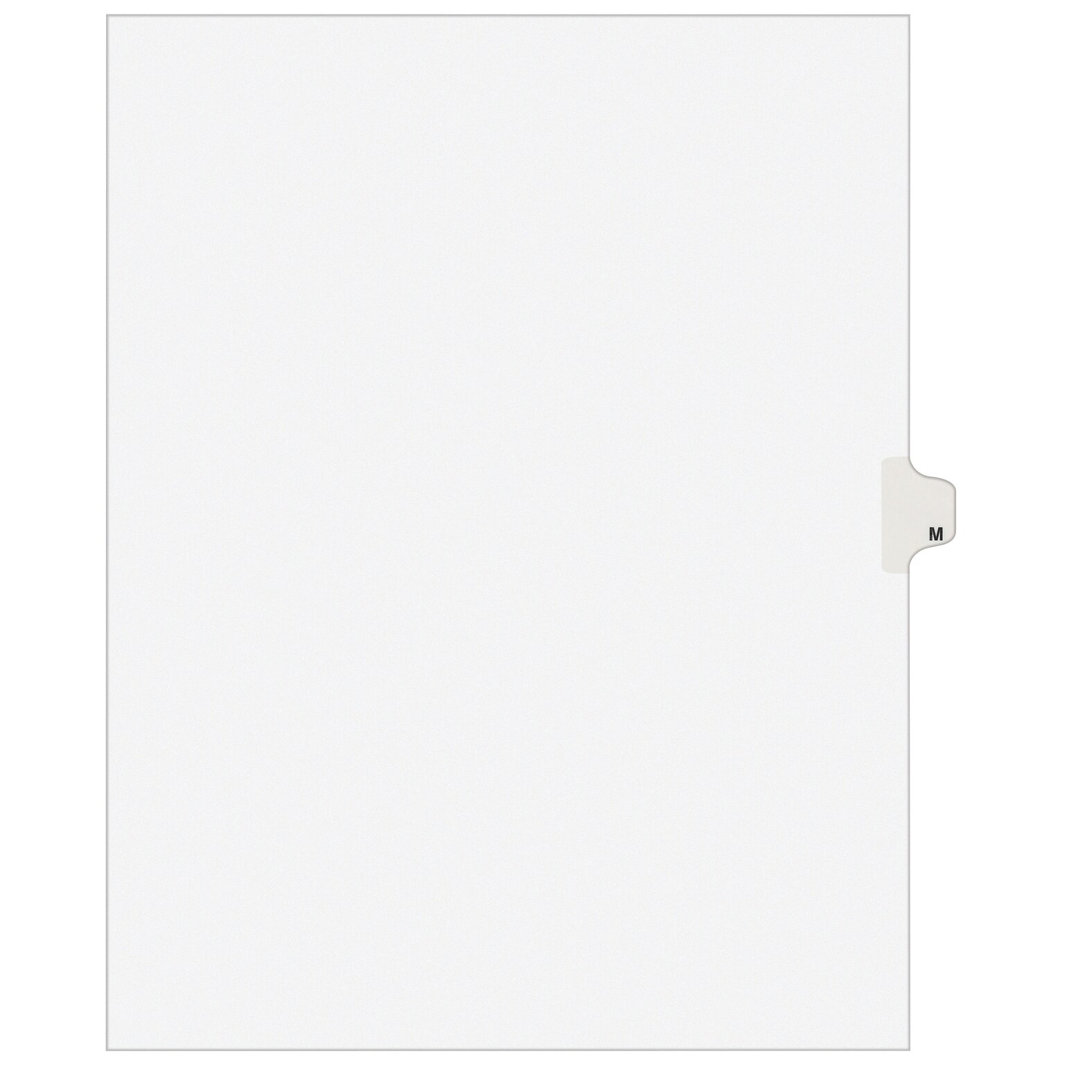 Avery Legal Pre-Printed Paper Dividers, Side Tab M, White, Avery Style, Letter Size, 25/Pack (01413)