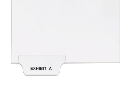 Avery Legal Pre-Printed Paper Dividers, Bottom Tab EXHIBIT A, White, Avery Style, Letter Size, 25/Pa