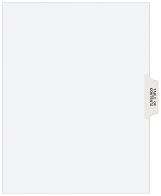 Avery Legal Pre-Printed Paper Dividers, Table of Contents-Tab, White, Avery Style, Letter Size, 25/P