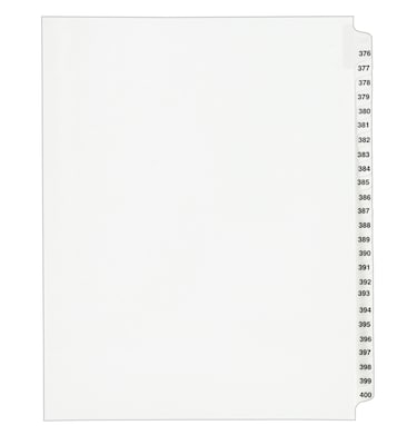 Avery Legal Pre-Printed Paper Divider Collated Set, 376-400 Tabs, White, Avery Style, Letter Size (0