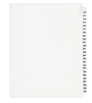 Avery Legal Pre-Printed Paper Divider Collated Set, 376-400 Tabs, White, Avery Style, Letter Size (0