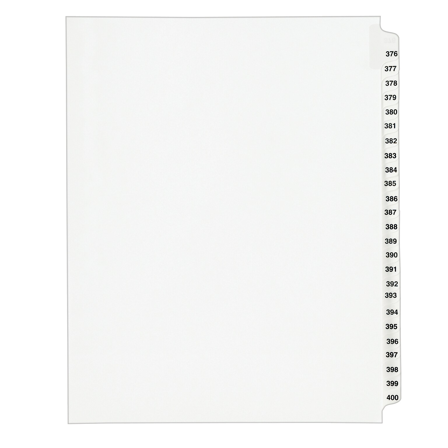 Avery Style Legal Numeric 376 - 400 Tab Paper Dividers, 25 Tabs, White (01345)