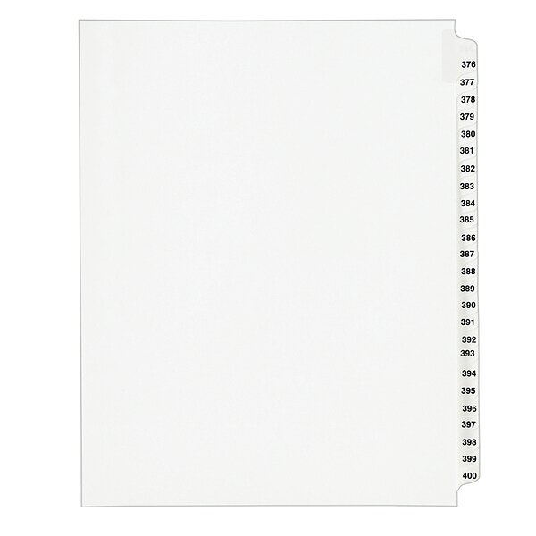 Avery Style Legal Numeric 376 - 400 Tab Paper Dividers, 25 Tabs, White (01345)