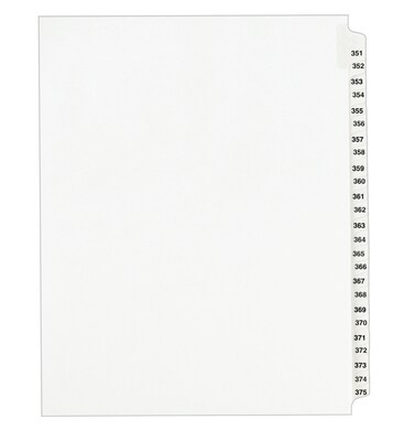 Avery Style Legal Numeric 351 - 375 Tab Paper Dividers, 25 Tabs, White (01344)