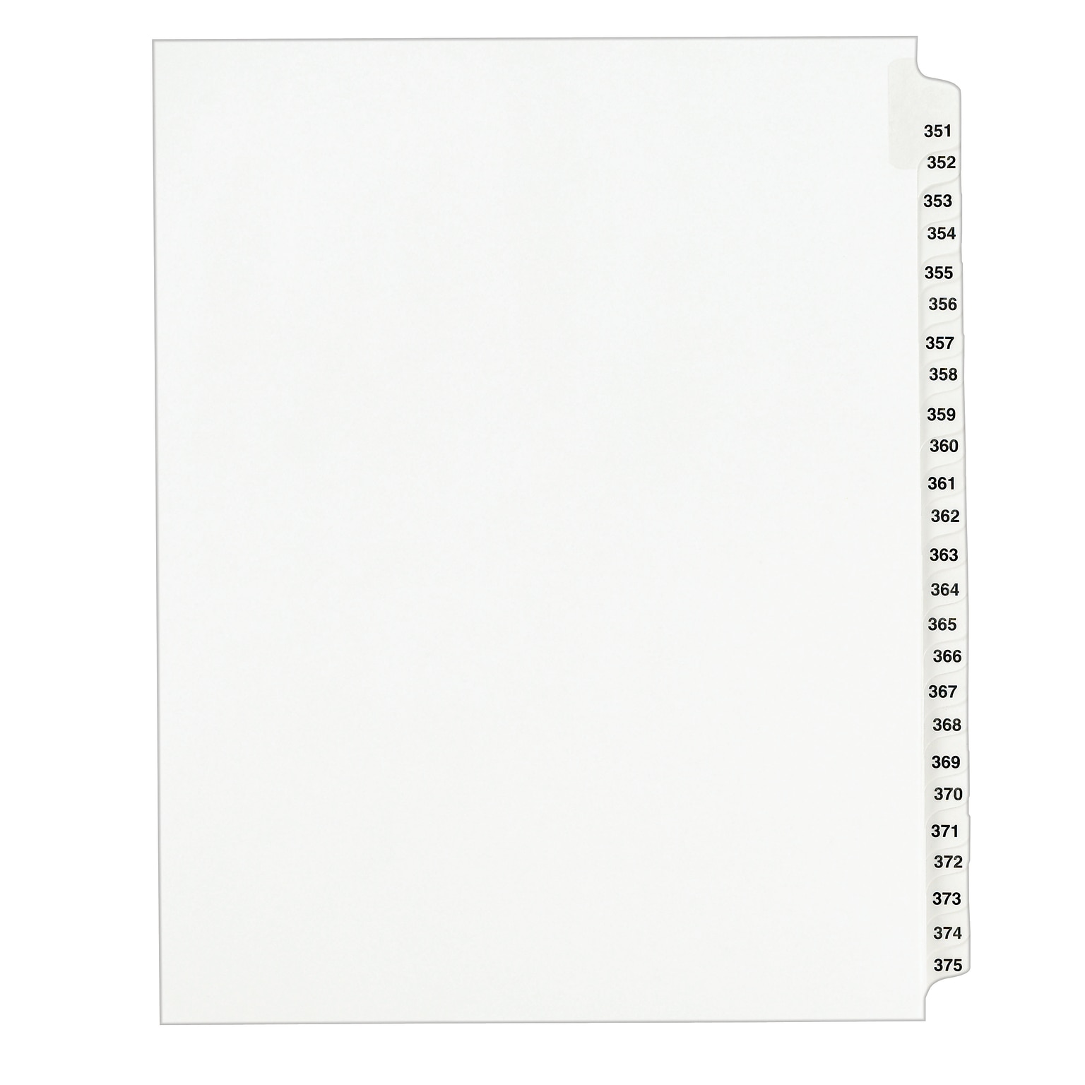 Avery Legal Pre-Printed Paper Divider Collated Set, 351-375 Tabs, White, Avery Style, Letter Size (01344)