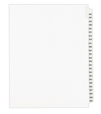 Avery Style Legal Numeric 326 - 350 Tab Paper Dividers, 25 Tabs, White (01343)