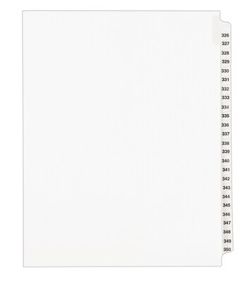 Avery Legal Pre-Printed Paper Divider Collated Set, 326-350 Tabs, White, Avery Style, Letter Size (0