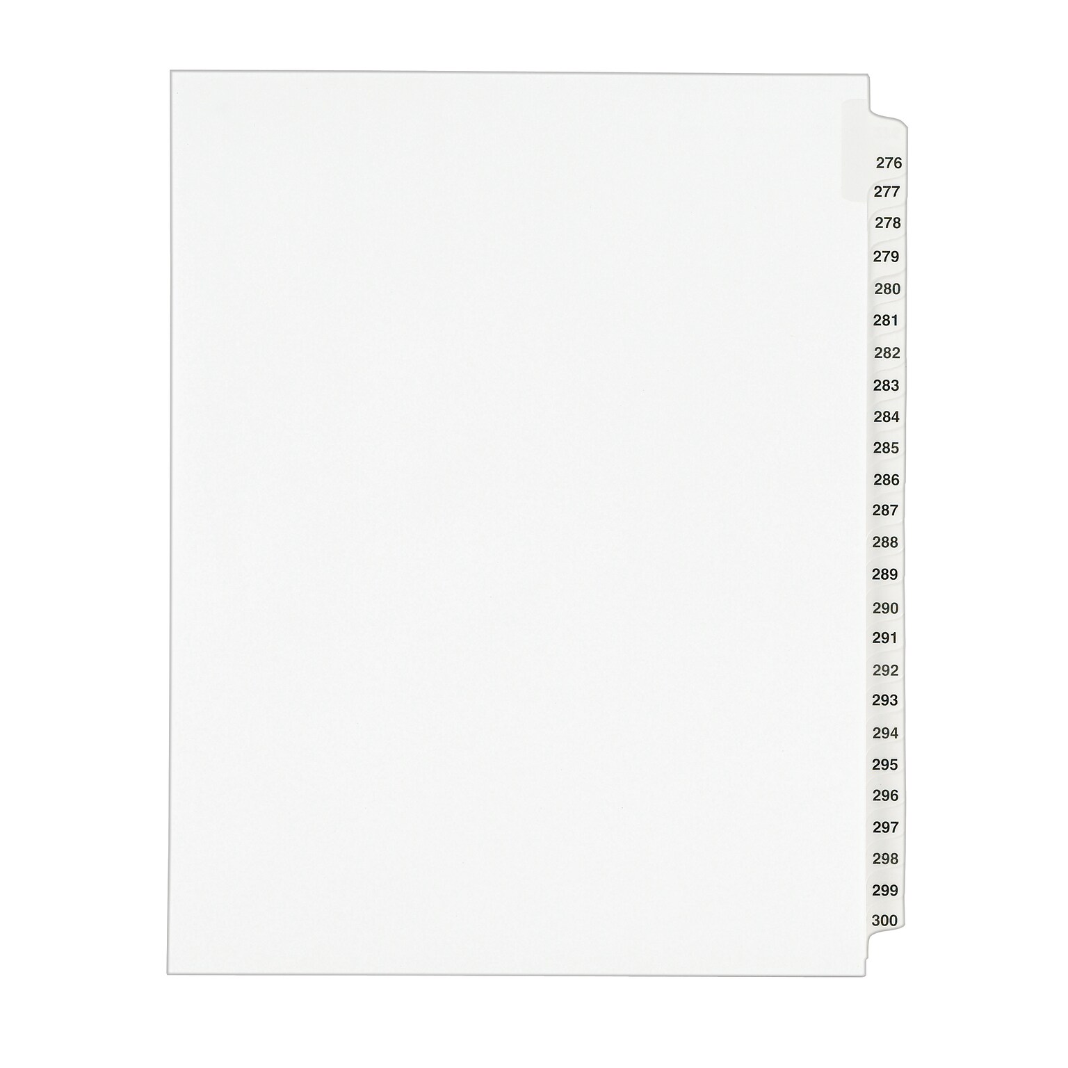 Avery Style Legal Numeric 276 - 300 Tab Paper Dividers, 25 Tabs, White (01341)