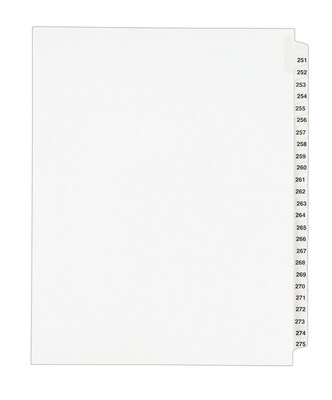 Avery Legal Pre-Printed Paper Divider Collated Set, 251-275 Tabs, White, Avery Style, Letter Size (0