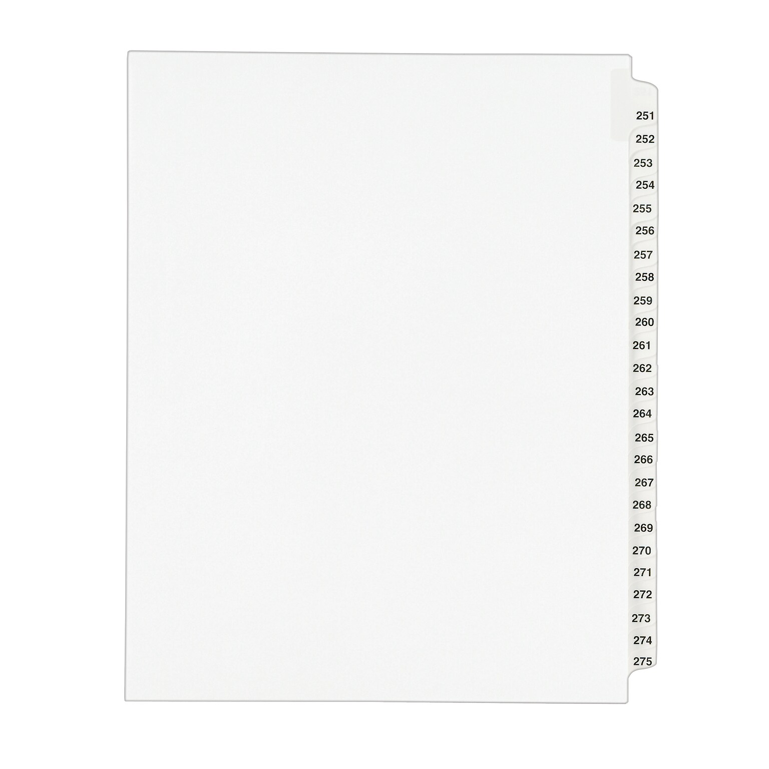 Avery Style Legal Numeric 251 - 275 Tab Paper Dividers, 25 Tabs, White (01340)