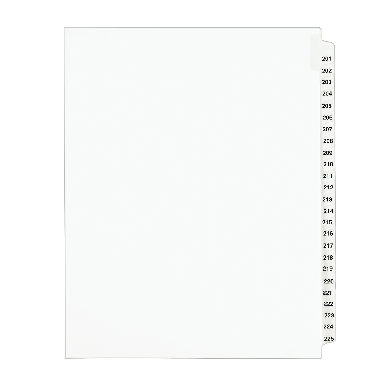 Avery Legal Pre-Printed Paper Divider Collated Set, 201-225 Tabs, White, Avery Style, Letter Size (01338)