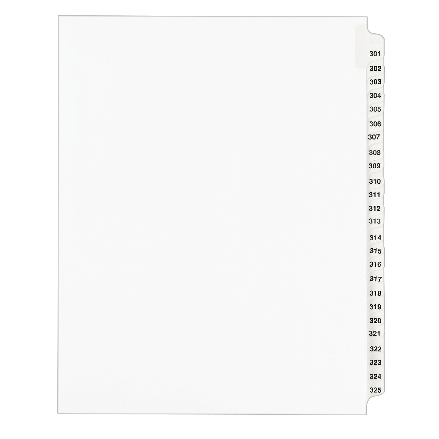 Avery Legal Pre-Printed Paper Divider Collated Set, 301-325 Tabs, White, Avery Style, Letter Size (01342)