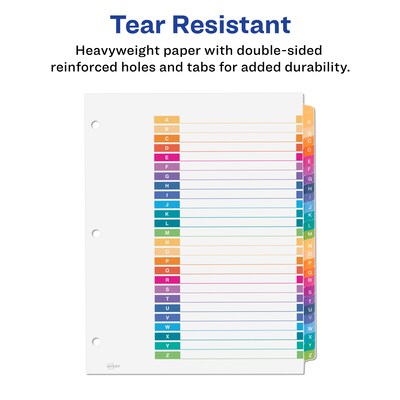 Avery Ready Index Table of Contents Pre-Printed Paper Dividers, A-Z Tabs, Multicolor, 1 Set (11125)