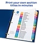 Avery Ready Index Table of Contents Paper Dividers, 1-31 Tabs, Multicolor (11129)