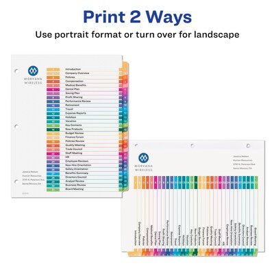 Avery Ready Index Table of Contents Pre-Printed Numeric Paper Divider, 31 Tabs, Multicolor, 1 Set (11129)