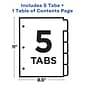 Avery Ready Index Table of Contents Paper Dividers, 1-5 Tabs, White (11130)