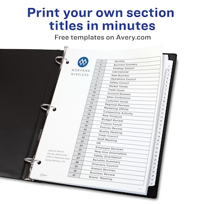 Avery® A-Z Legal Exhibit Dividers for 3 Ring Binders, 25-Tab Set, Allstate®  Style, 1 Binder Divider Set (01700)