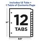 Avery Ready Index Table of Contents Paper Dividers, 1-12 Tabs, White (11140)