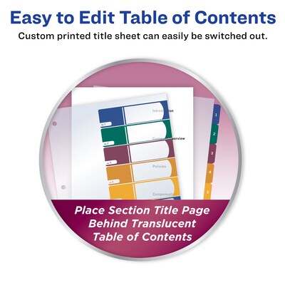 Avery Ready Index Table of Contents Plastic Dividers, 1-8 Tabs, Multicolor (11817)