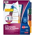 Avery Customizable Table of Contents Numeric Plastic Dividers, 5-Tab, Translucent (11816)