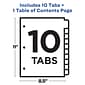 Avery Ready Index Table of Contents Plastic Tab Dividers, Preprinted 1-10, Multicolor, 10/Per Set (11818)