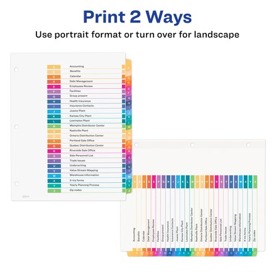 Avery Ready Index Table of Contents EcoFriendly Paper Dividers, A-Z Tabs, Multicolor (11085)