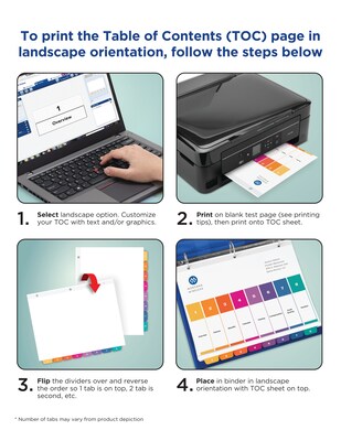 Avery Ready Index Table of Contents EcoFriendly Paper Dividers, 1-10 Tabs, Multicolor, 3 Sets/Pack (11082)