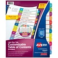 Avery Ready Index Table of Contents Paper Dividers, 1-12 Tabs, Contemporary Multicolor (11847)