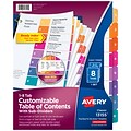 Avery Ready Index Prprinted Dividers, 8-Tab, Multicolor, 8/Set (13155)