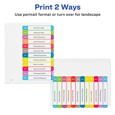 Avery Ready Index Table of Contents Paper Dividers, 1-12 Tabs, Contemporary Multicolor (11847)