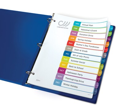 Avery Ready Index Table of Contents Paper Dividers, 1-12 Tabs, Contemporary Multicolor (11847)