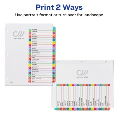 Avery Ready Index Table of Contents Paper Dividers, 1-31 Tabs, Contemporary Multicolor (11846)