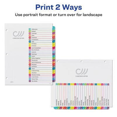 Avery Ready Index Table of Contents Paper Dividers, A-Z Tabs, Contemporary Multicolor (11844)