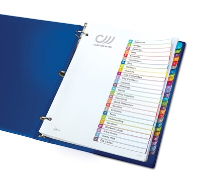 Avery Ready Index Table of Contents Paper Dividers, A-Z Tabs, Contemporary Multicolor (11844)