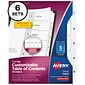 Avery Ready Index Table of Contents Paper Dividers, 1-5 Tabs, White, 6 Sets/Pack (11821)