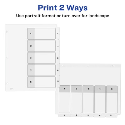 Avery Ready Index Table of Contents Paper Dividers, 1-5 Tabs, White, 6 Sets/Pack (11821)