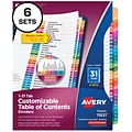 Avery Ready Index Table of Contents Paper Dividers, 1-31 Tabs, Multicolor, 6 Sets/Pack (11831)